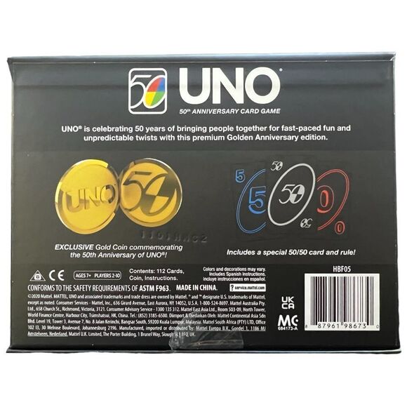 UNO 50th Anniversary Edition Card Game Featuring Commemorative Coin & Ca… - Picture 2 of 11